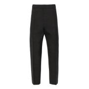 Wollen Mélange Broek met Elastische Tailleband Lanvin , Black , Heren