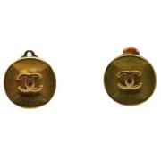 Pre-owned Metal earrings Chanel Vintage , Yellow , Dames