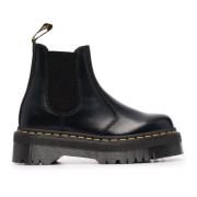 Zwarte Leren Platform Chelsea Laarzen Dr. Martens , Black , Dames