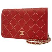 Pre-owned Leather chanel-bags Chanel Vintage , Red , Dames