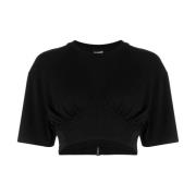 Zwart Gedrapeerd Detail Crew Neck T-shirt Jacquemus , Black , Dames