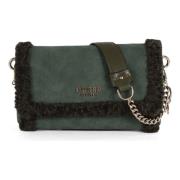 Eco Suede Schoudertas met Faux Fur Inzetstukken Guess , Green , Dames