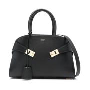 Nero Korrelig Leren Hug Tas Salvatore Ferragamo , Black , Dames