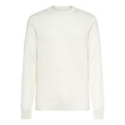 Merino Wol Crew Neck Stiksel 7 Gg Boggi Milano , White , Heren