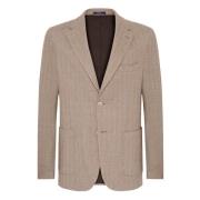 Herringbone Jersey Blazer Style Cernobbio Boggi Milano , Beige , Heren