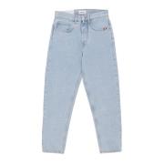 Gebleekte Denim Straight Leg Jeans Amish , Blue , Heren