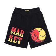 Smiley Zwarte Sweatshorts Heren Tracksuit Market , Black , Heren