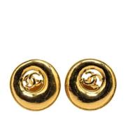 Pre-owned Metal earrings Chanel Vintage , Yellow , Dames