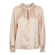 Beige Shirt met Wijde Kraag Ottod'Ame , Beige , Dames