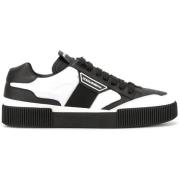 Witte en zwarte leren sneakers Dolce & Gabbana , Black , Heren