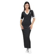 Zwarte Gebreide V-Hals Maxi Jurk Vrouwen Adidas Originals , Black , Da...