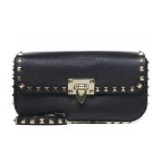 Zwarte wollen en zijden crossbody tas Valentino Garavani , Black , Dam...