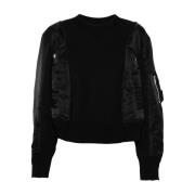 Zwart Sweater met Panelen en Splitten Sacai , Black , Dames