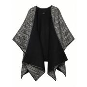 Luxe Zwarte Wollen Cape met Gancini Patroon Salvatore Ferragamo , Blac...