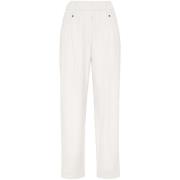 Elastische taille katoenen broek Brunello Cucinelli , White , Dames