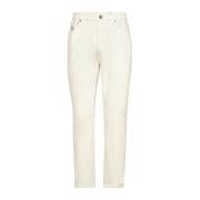 Beige Denim Broek met Ripped Details Brunello Cucinelli , Beige , Here...