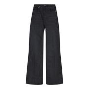 Zwarte Wide-Leg Jeans Ami Paris , Black , Dames