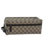 Pre-owned Leather pouches Gucci Vintage , Beige , Dames