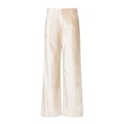 Fluwelen Wijde Pijp Broek Brunello Cucinelli , Beige , Dames