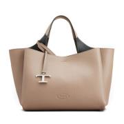 Beige Leren Handtas met T Timeless Accessoire Tod's , Beige , Dames