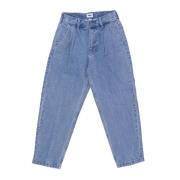 Licht Indigo Heren Geplooide Jeans Obey , Blue , Heren