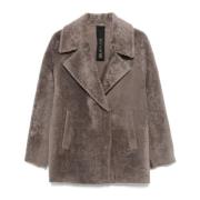 Taupe Grijs Shearling Jas Blancha , Gray , Dames