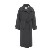 Grijze Ceintuur Winterjas Aw24 Second Dames , Gray , Dames