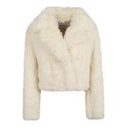 Luxe Faux Fur Shearling Jas Stand Studio , White , Dames