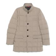 Beige Dubbel-Front Gewatteerd Winterjack Fay , Beige , Heren