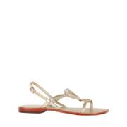 Sprankelende Strass Leren Platte Sandalen Emanuelle Vee , Yellow , Dam...