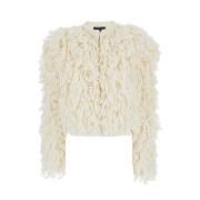 Faux Fur Shearling Winterjas Twinset , White , Dames