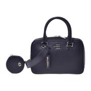 Handbag with purse in black leather Baldinini , Black , Dames