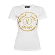 Wit T-shirt voor Casual Chic Look Versace Jeans Couture , White , Dame...