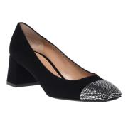 Court shoes in black suede with rhinestones Baldinini , Black , Dames