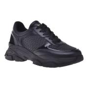 Trainers in black leather and fabric Baldinini , Black , Dames