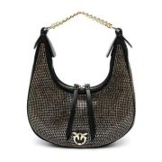 Sequin Hobo Tas Pinko , Black , Dames