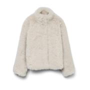 Faux Fur Short Jacket Outerwear Vero Moda , Beige , Dames