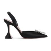 Zwarte Satijnen Elegante Pumps Amina Muaddi , Black , Dames