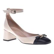 Court shoes in vanilla and black leather Baldinini , Multicolor , Dame...