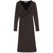 Bruine Jersey Midi Jurk Philosophy di Lorenzo Serafini , Brown , Dames