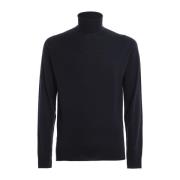 Blauwe Merinowollen Coltrui John Smedley , Black , Heren