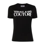 Zwart T-shirt voor vrouwen CO-stof Versace Jeans Couture , Black , Dam...