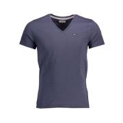 Blauw Katoen Geborduurd Logo T-Shirt Tommy Hilfiger , Blue , Heren