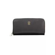 Compacte Zwarte Nylon Portemonnee Tommy Hilfiger , Black , Dames