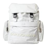 Logo Rugzak met Kalfsleren Details Dolce & Gabbana , White , Heren