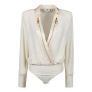 Stijlvolle Bodysuit Shirt Elisabetta Franchi , Beige , Dames