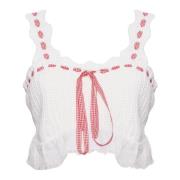 Mouwloze top met ruches en satijnen lint For Love & Lemons , White , D...