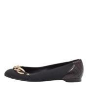 Pre-owned Leather flats Chanel Vintage , Black , Dames