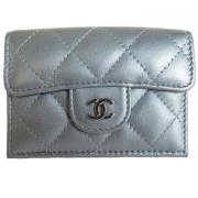 Pre-owned Leather wallets Chanel Vintage , Gray , Dames