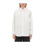 Logo Shirt in Katoenen Casual Fit Maison Kitsuné , White , Dames